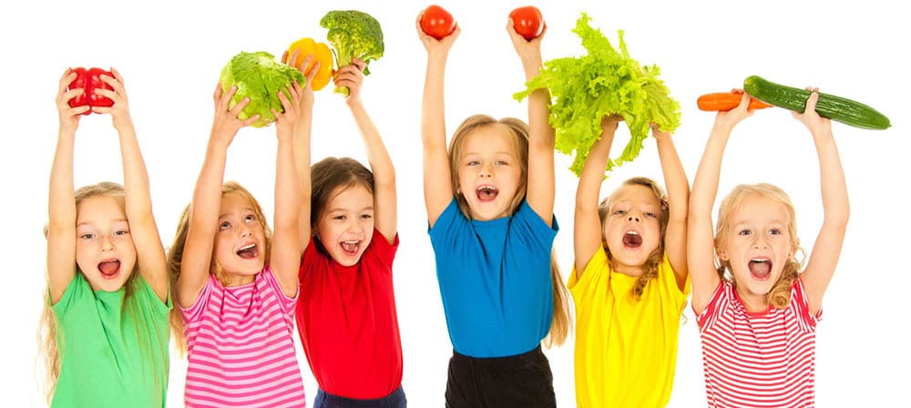 Children  with vegetables